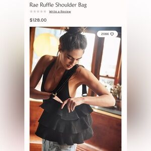 NWT Free People Rae Ruffle Shoulder Bag Color Blue Rare Find